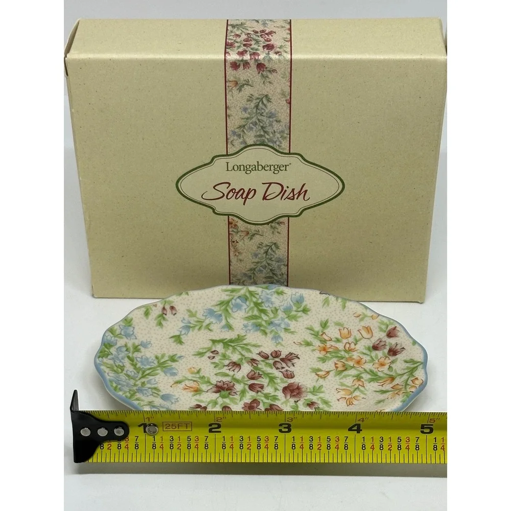 Longaberger Soap Dish Fine China Mother's Day Floral Pattern Scalloped Edge